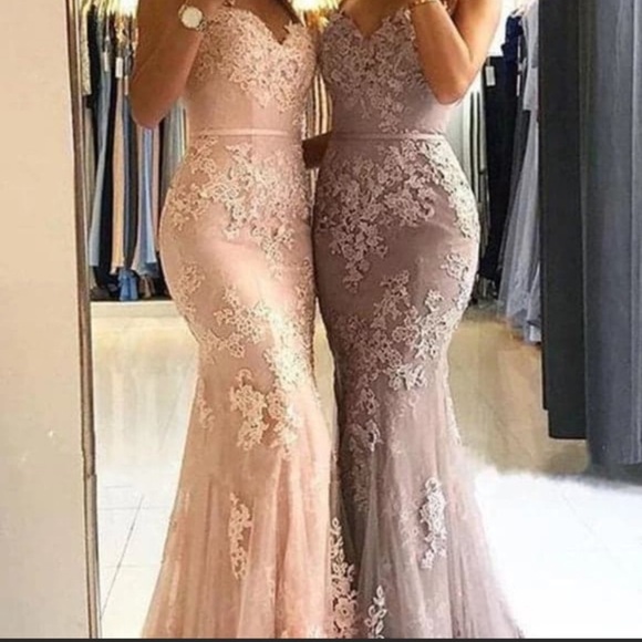 Hebeos Dresses & Skirts - Hebeos Sheath Spaghetti Lace Tulle Prom Gown